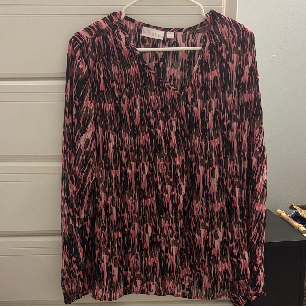 Pink and Black Patterned Women’s Blouse